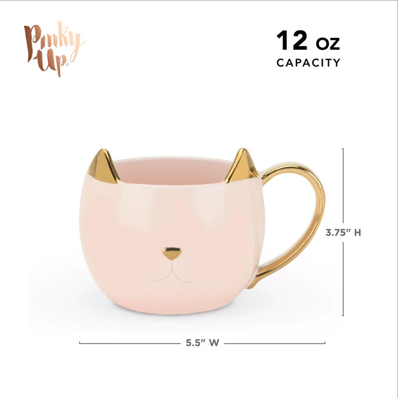 Pinky Up Chloe Cat Ceramic Coffee Mug, Tea Cups, Travel Mugs for Cappuccino, Latte, Hot Chocolate, Milk, Herbal Teas, 12 oz, Set of 1, Pink - Image 4